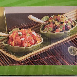 Four Piece Leaf and Bamboo Serving